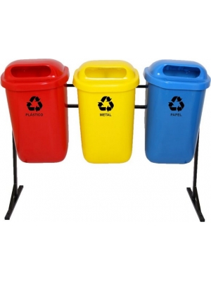 LIXEIRA SELETIVA COM SUPORTE 50 LITROS
