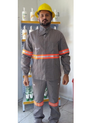 CONJUNTO NR10 CINZA C/ REFLETIVO  ALGODÃO PARA ELETRICISTA